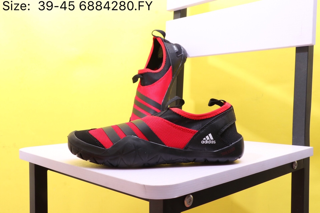 110【阿迪达斯 Adidas 涉水鞋】 阿迪达斯 Adidas Climacool Jawpaw Slip On 春夏新品 超透气网面+猪八革拼接 三杠 户外旅行涉水鞋M29553