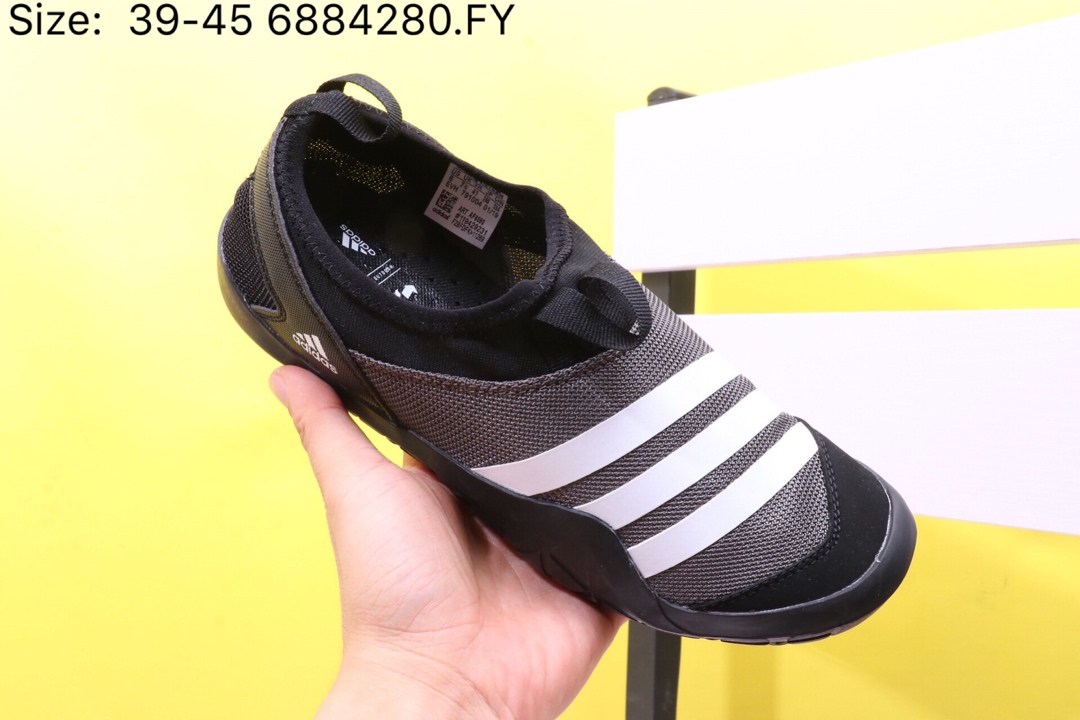 110【阿迪达斯 Adidas 涉水鞋】 阿迪达斯 Adidas Climacool Jawpaw Slip On 春夏新品 超透气网面+猪八革拼接 三杠 户外旅行涉水鞋M29553