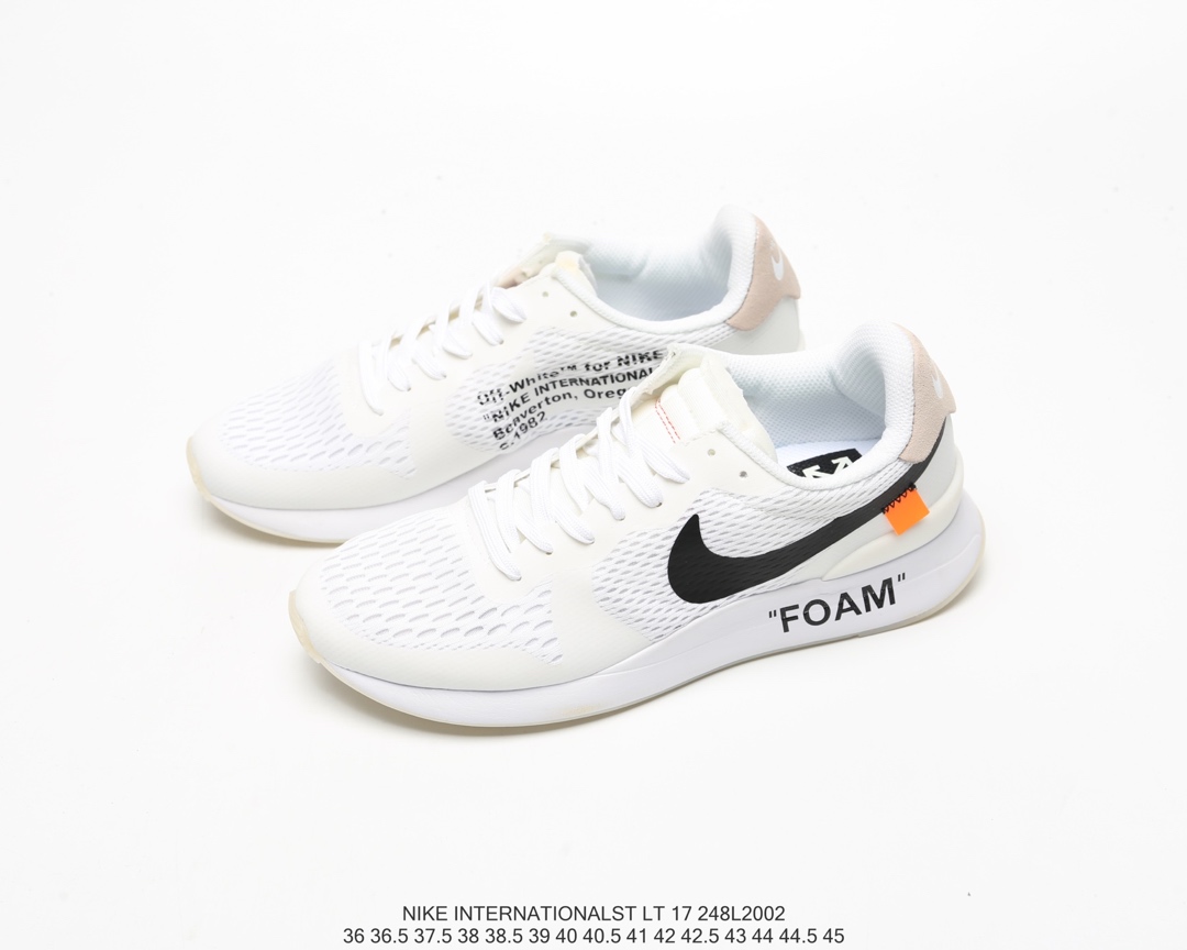 110#福利 Nike off-white INTERNATIONALST LT17 男女华夫联名复古跑鞋 AA2087 100