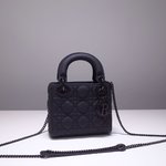 Dior Lady Handbags Crossbody & Shoulder Bags Black Calfskin Frosted Matte Sheepskin Chains