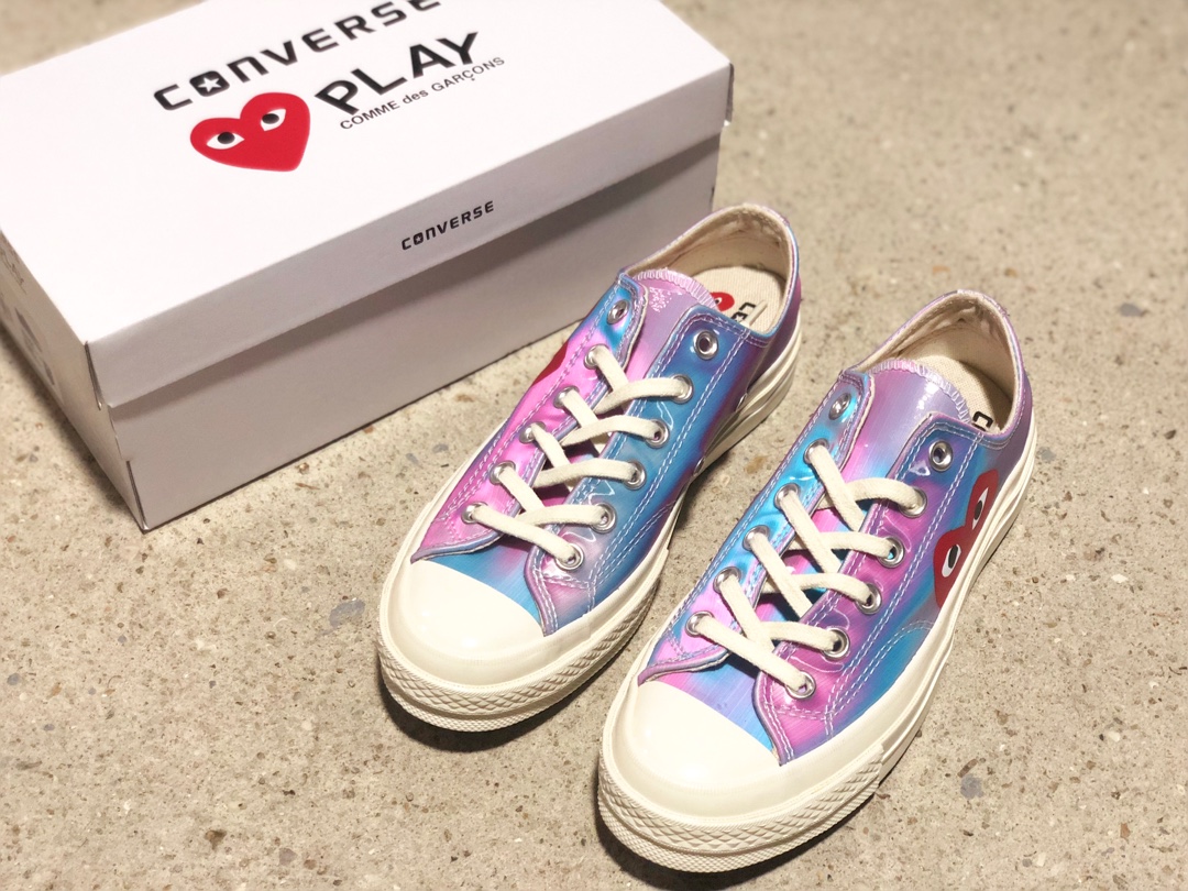 220CDG PLAY x Converse 匡威 Chuck 70 双围条蓝底 川久保玲镭射果冻休闲板鞋