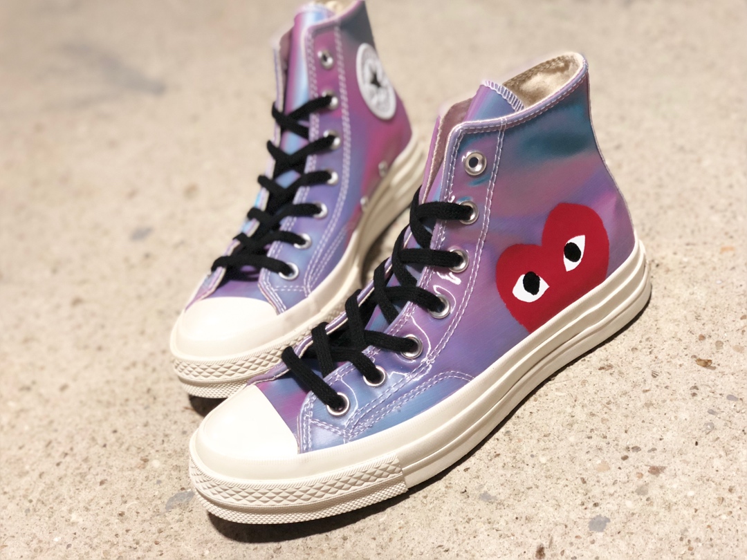 220CDG PLAY x Converse 匡威 Chuck 70 双围条蓝底 川久保玲镭射果冻休闲板鞋