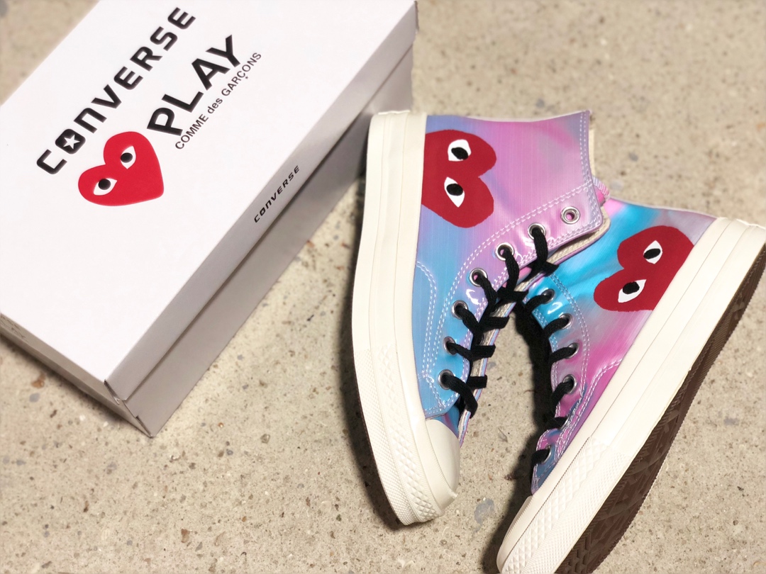 220CDG PLAY x Converse 匡威 Chuck 70 双围条蓝底 川久保玲镭射果冻休闲板鞋