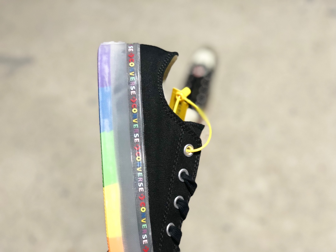 190 匡威Converse Chuck Taylor All Star Glow 1970 夏季彩虹果冻透明底 黑彩虹