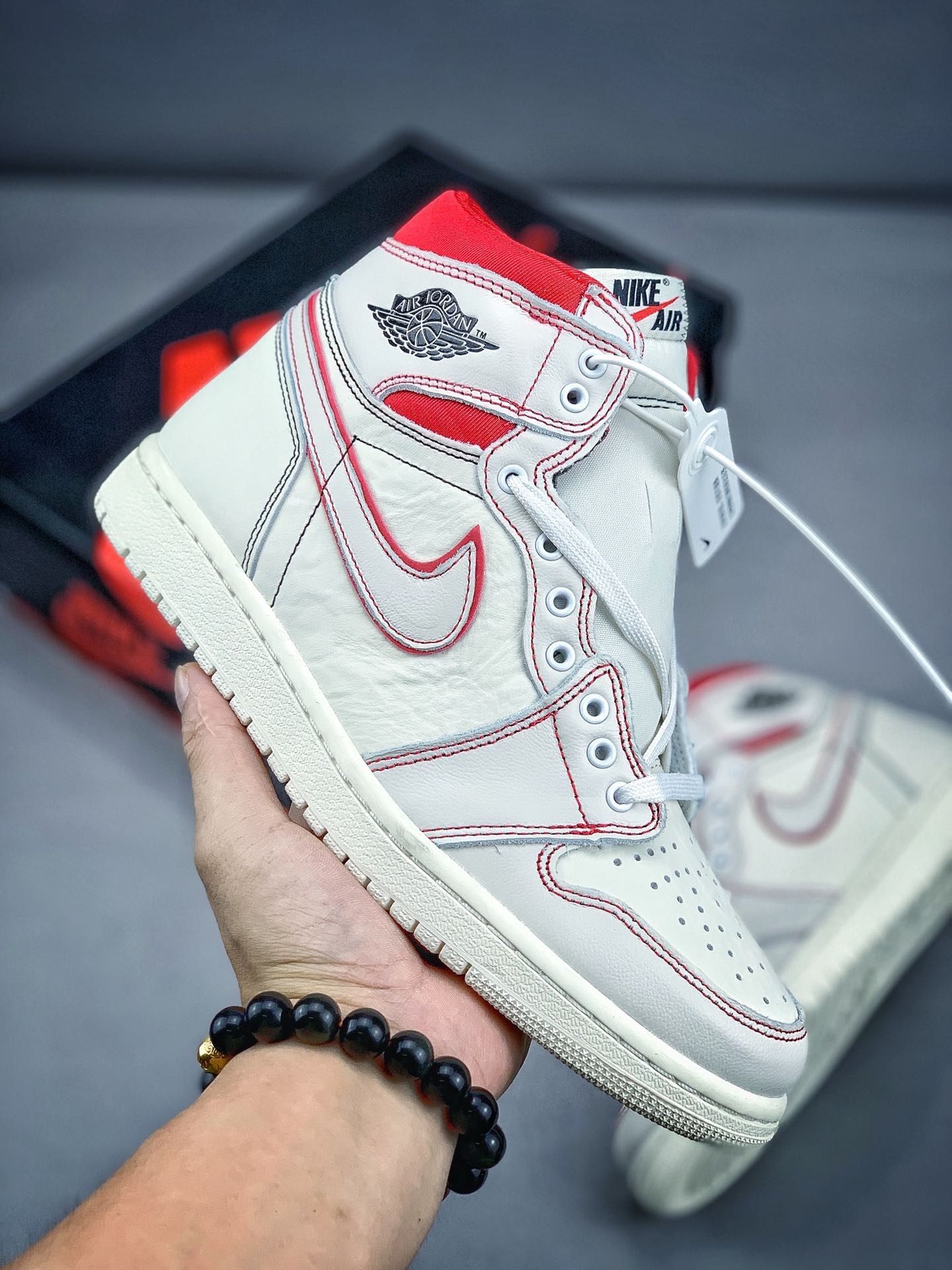 220原价市场280 Air Jordan 1 Retro Phantom Gym Red OG AJ1 白红手稿 兔八哥 555088-160