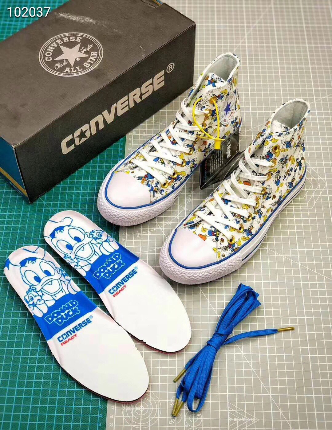 140原装硫化双围条版本 抽屉盒 Disney x Converse All Star 匡威 100周年 迪士尼 唐老鸭联名款 帆布高帮休闲板鞋