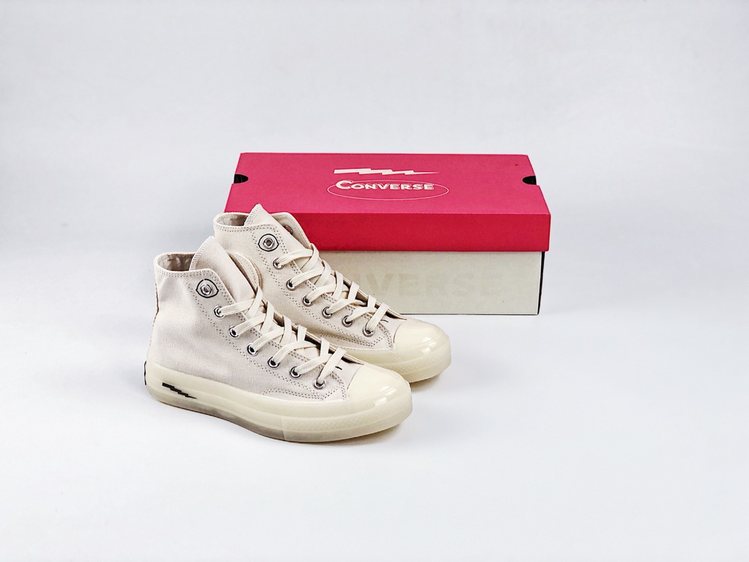 220匡威 Converse x fragment 藤原浩闪电二代 联名板鞋 米色高帮Chuck Taylor All Star Glow 1970s OX经典改良冷硫技术低帮帆布百搭男女板鞋