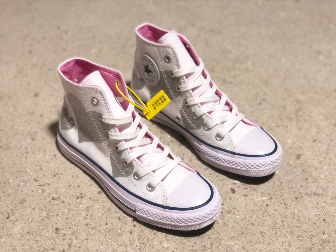 140 匡威经典 高帮系列Converse匡威 All Star 全新银色爱心丝带系带 660971C