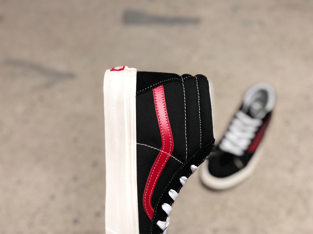 170硫化版本出货！Vans SK8-Mid 万斯权志龙黑红中帮男鞋女鞋情侣款休闲帆布板鞋正确硫化工艺