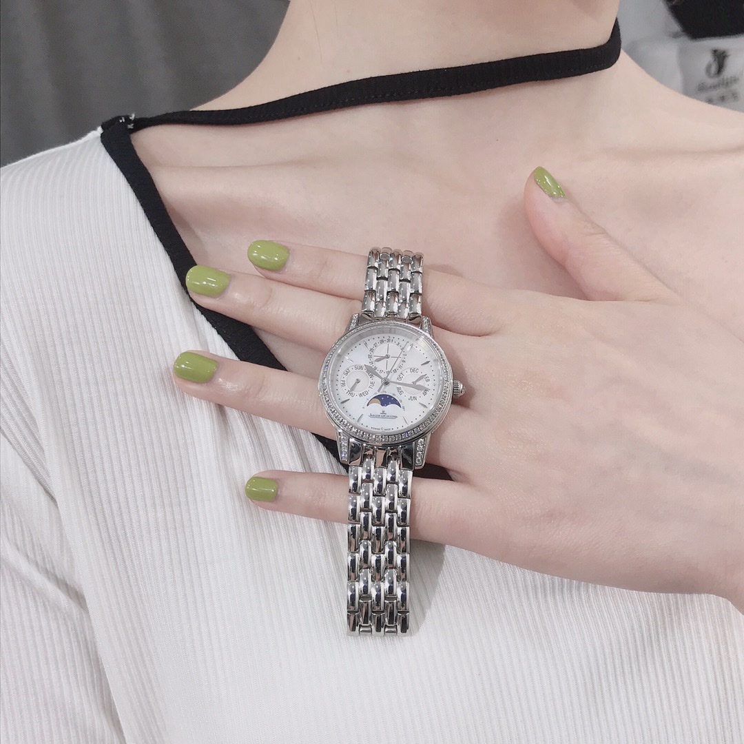 Cartier 积家约会系列复杂月相女款腕表，有皮带和钢带