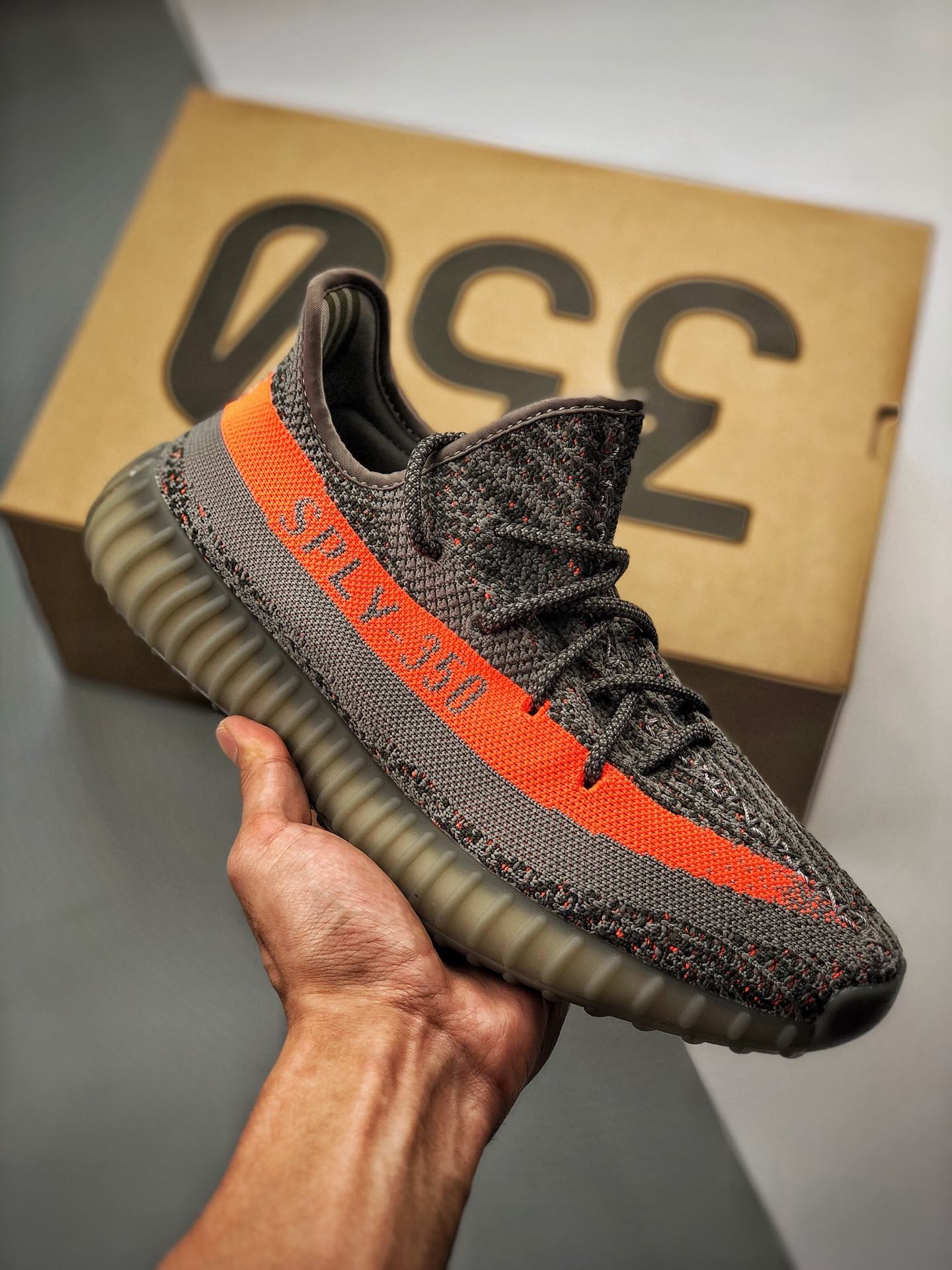 Soporte pago contra reembolso Yeezy 350 Boost V2 Gris Naranja Pedido designado por cliente extranjero Tejido original d…