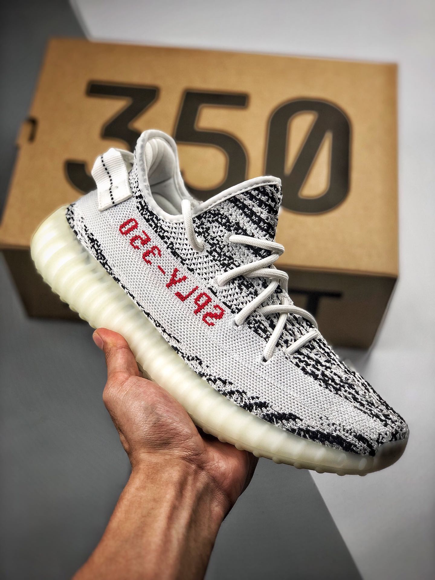Apoyo contra reembolso Yeezy 350 Boost V2 Blanco Cebra pedido especial de clientes extranjeros, tejido origin…