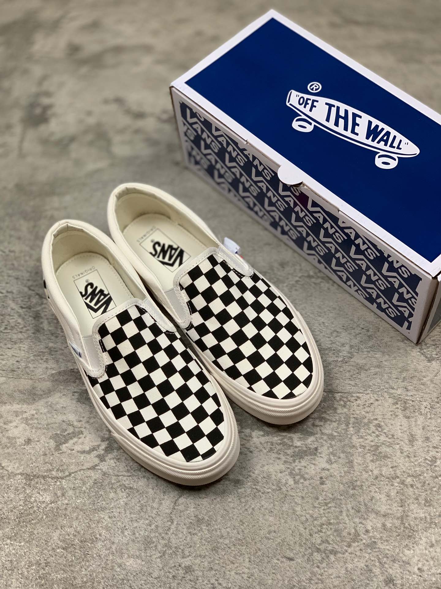 150虎扑版 Vans/万斯 一脚蹬格子国内原代工厂硫化工艺