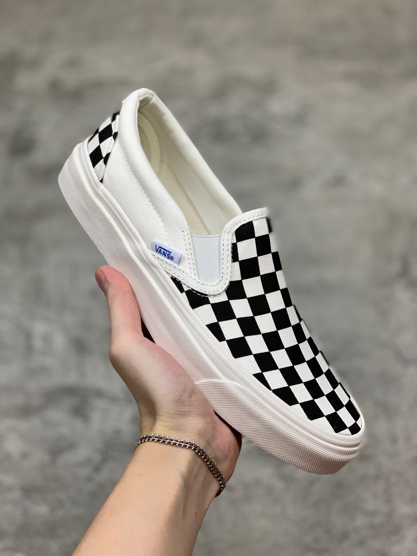 150虎扑版 Vans/万斯 一脚蹬格子国内原代工厂硫化工艺