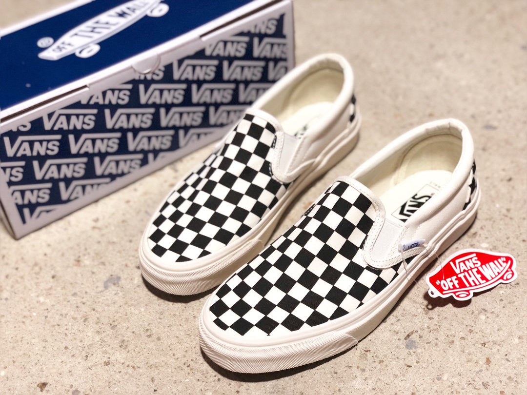 150硫化版本出货！Vans 万斯/范斯 Slip-On 经典棋盘格 懒人一脚蹬硫化低帮休闲板鞋