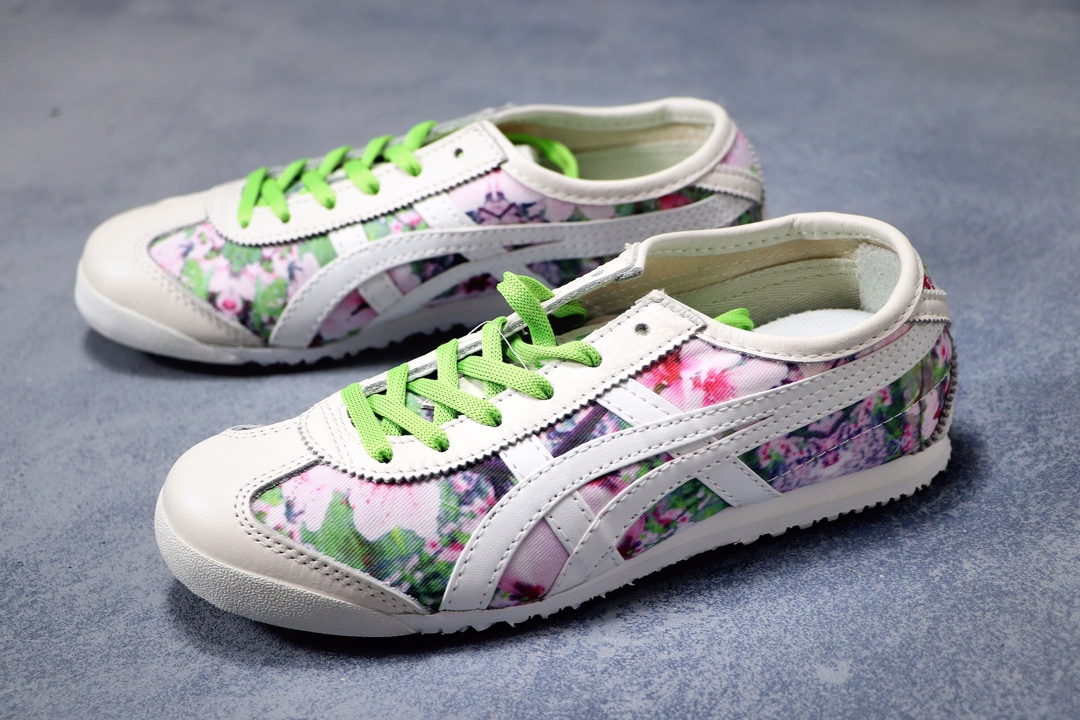 180公司级  阿斯克斯OnitsukaTiger鬼冢虎亚瑟士 紫罗兰 彩色/米白 专柜同步四联吊牌 头层皮 帆布低帮休闲运动鞋