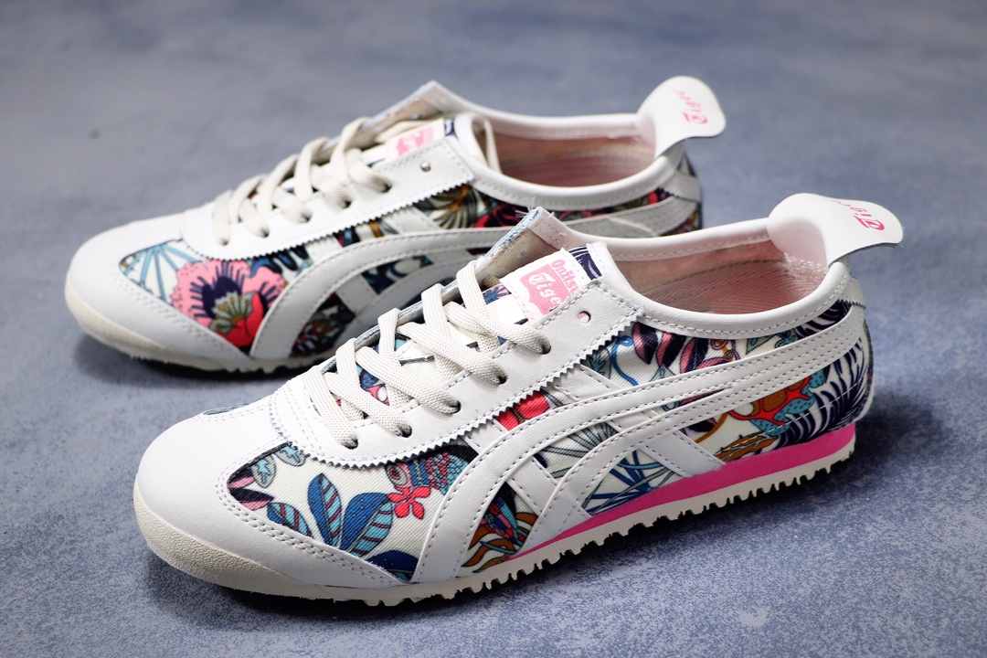 180公司级  阿斯克斯OnitsukaTiger鬼冢虎亚瑟士 紫罗兰 彩色/米白 专柜同步四联吊牌 头层皮 帆布低帮休闲运动鞋