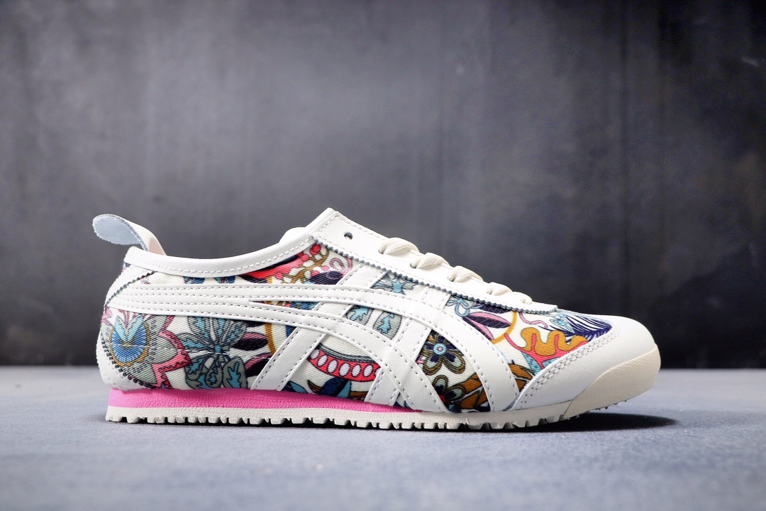 180公司级  阿斯克斯OnitsukaTiger鬼冢虎亚瑟士 紫罗兰 彩色/米白 专柜同步四联吊牌 头层皮 帆布低帮休闲运动鞋