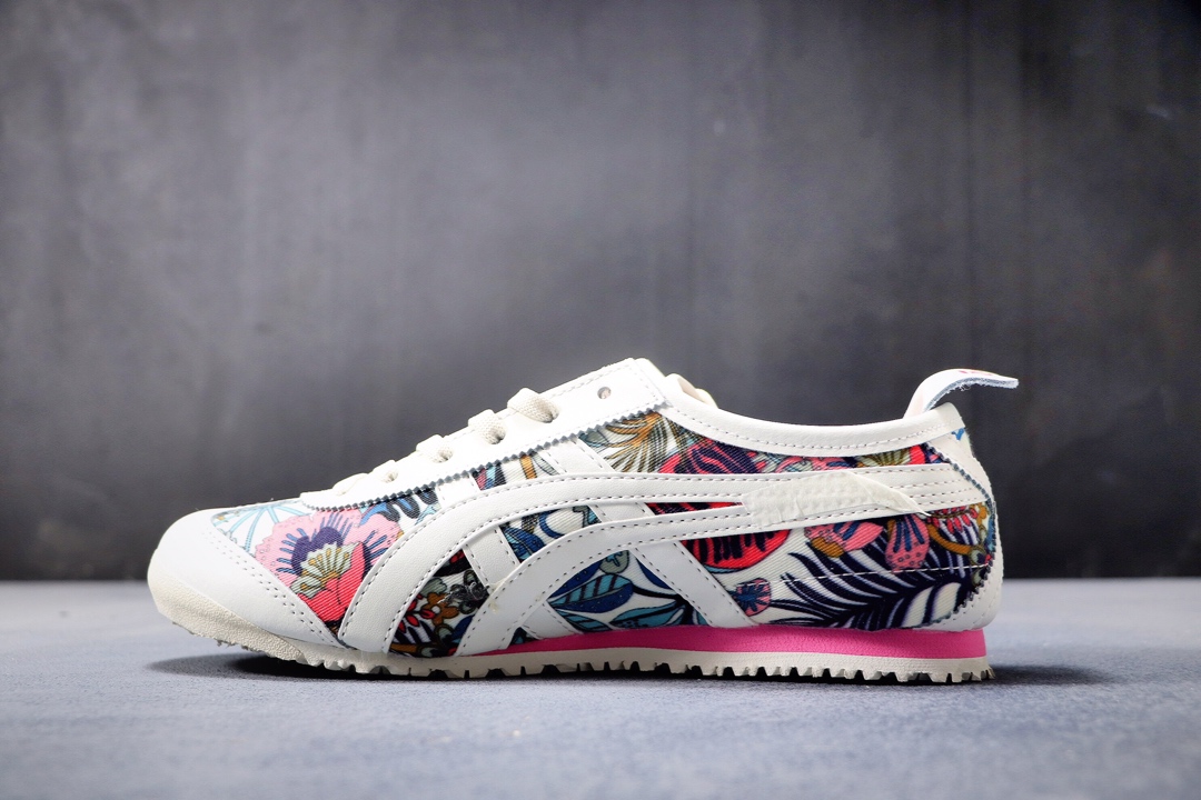 180公司级  阿斯克斯OnitsukaTiger鬼冢虎亚瑟士 紫罗兰 彩色/米白 专柜同步四联吊牌 头层皮 帆布低帮休闲运动鞋