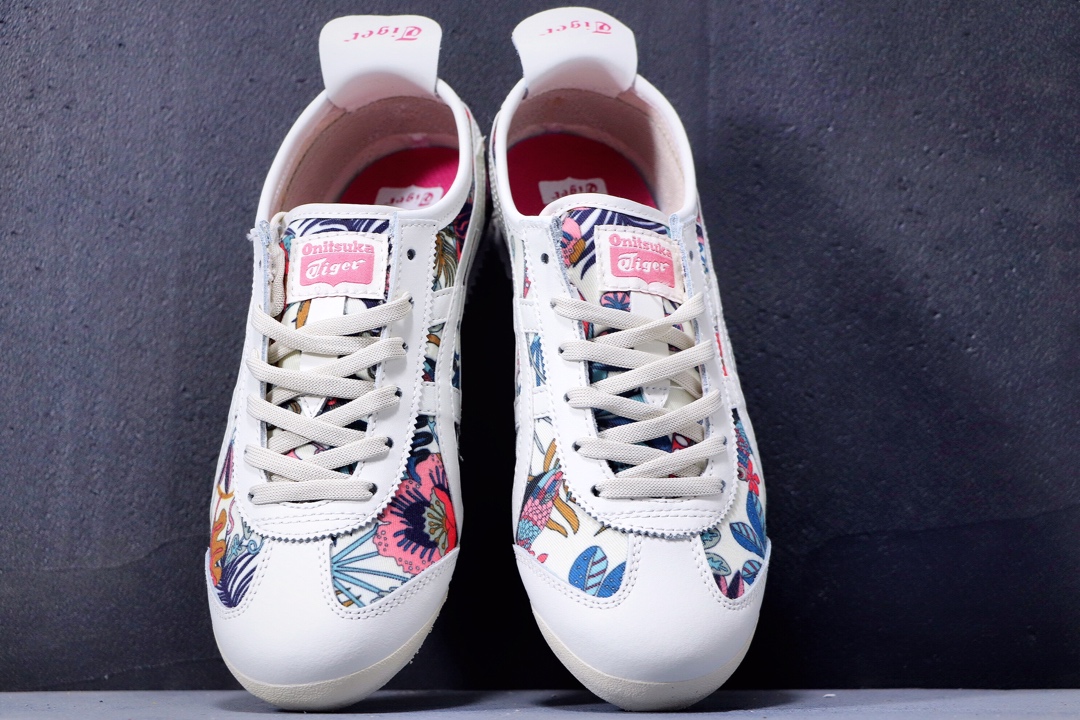 180公司级  阿斯克斯OnitsukaTiger鬼冢虎亚瑟士 紫罗兰 彩色/米白 专柜同步四联吊牌 头层皮 帆布低帮休闲运动鞋