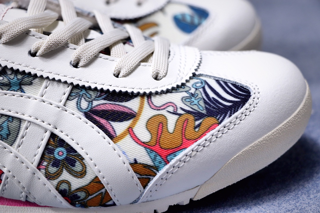 180公司级  阿斯克斯OnitsukaTiger鬼冢虎亚瑟士 紫罗兰 彩色/米白 专柜同步四联吊牌 头层皮 帆布低帮休闲运动鞋