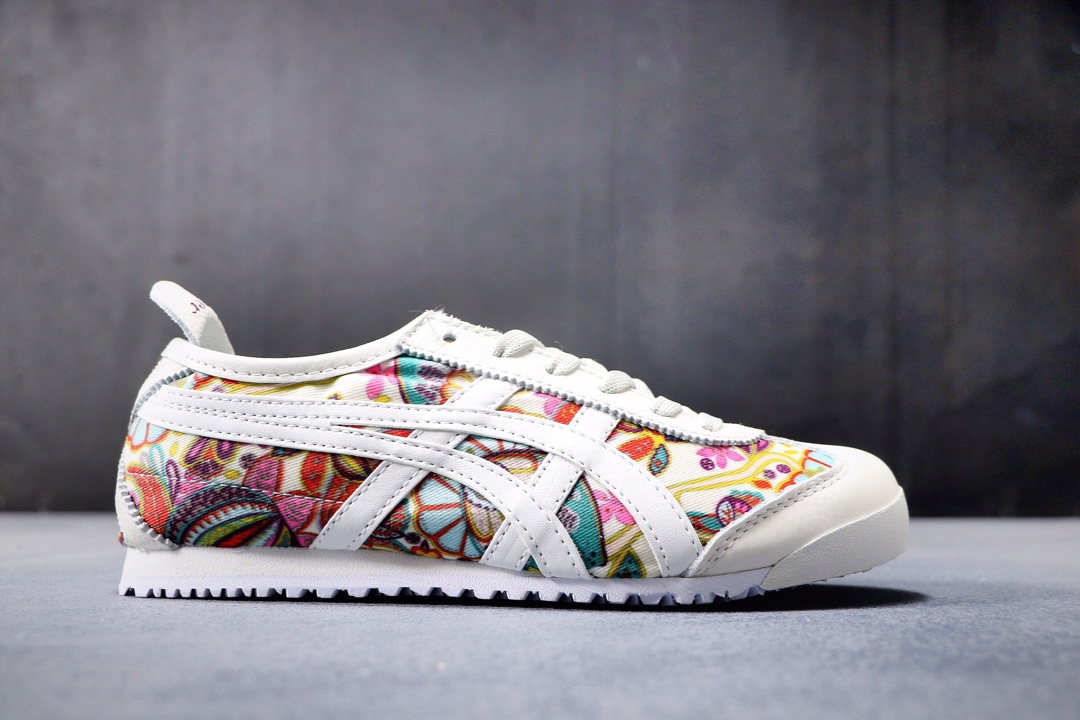 180公司级  阿斯克斯OnitsukaTiger鬼冢虎亚瑟士 紫罗兰 彩色/米白 专柜同步四联吊牌 头层皮 帆布低帮休闲运动鞋