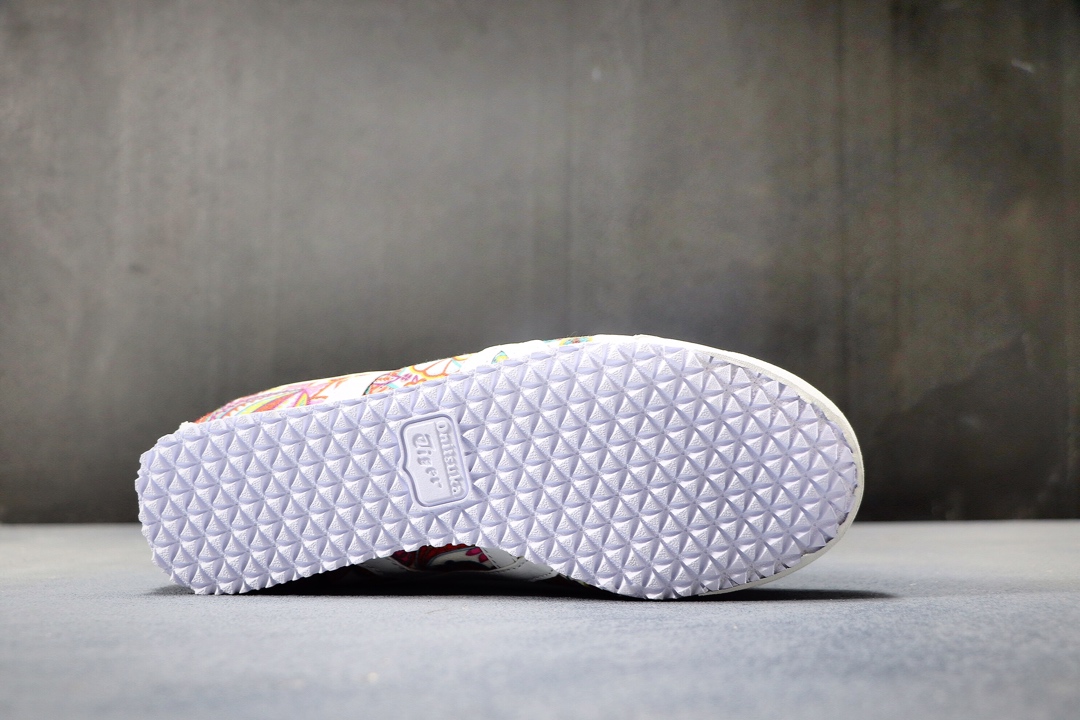 180公司级  阿斯克斯OnitsukaTiger鬼冢虎亚瑟士 紫罗兰 彩色/米白 专柜同步四联吊牌 头层皮 帆布低帮休闲运动鞋