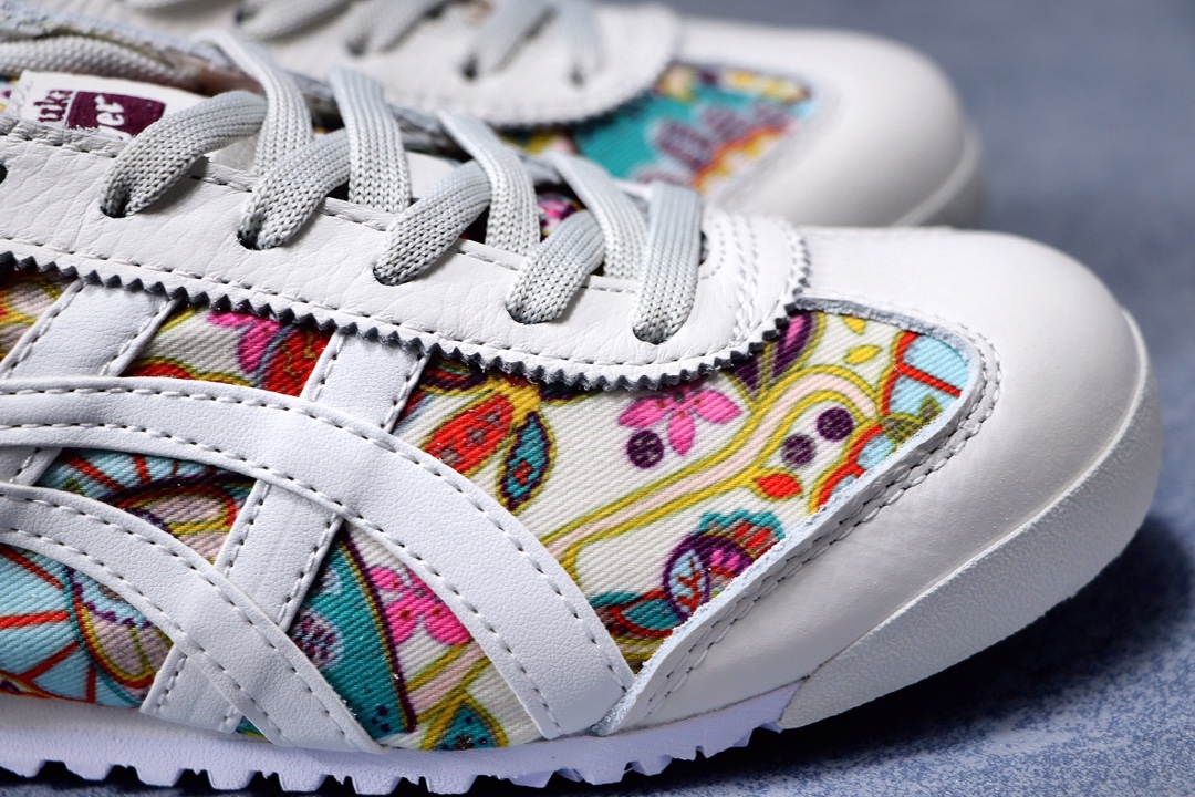 180公司级  阿斯克斯OnitsukaTiger鬼冢虎亚瑟士 紫罗兰 彩色/米白 专柜同步四联吊牌 头层皮 帆布低帮休闲运动鞋