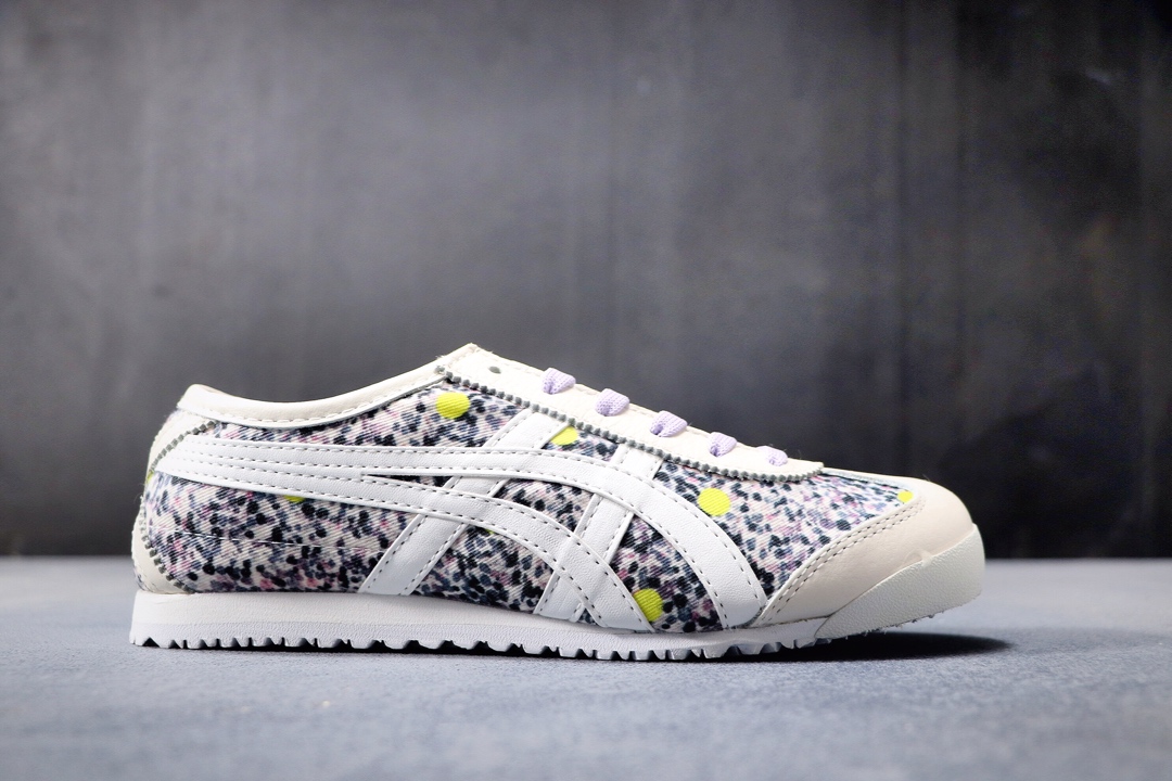 180公司级  阿斯克斯OnitsukaTiger鬼冢虎亚瑟士 紫罗兰 彩色/米白 专柜同步四联吊牌 头层皮 帆布低帮休闲运动鞋