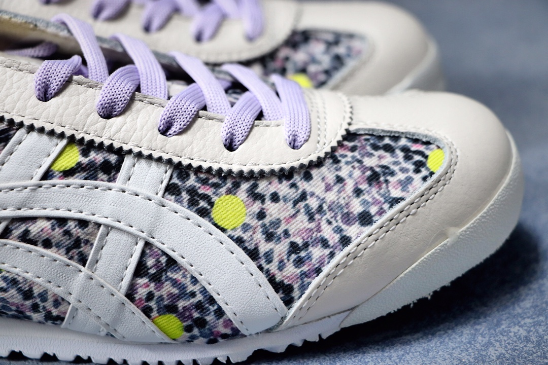 180公司级  阿斯克斯OnitsukaTiger鬼冢虎亚瑟士 紫罗兰 彩色/米白 专柜同步四联吊牌 头层皮 帆布低帮休闲运动鞋