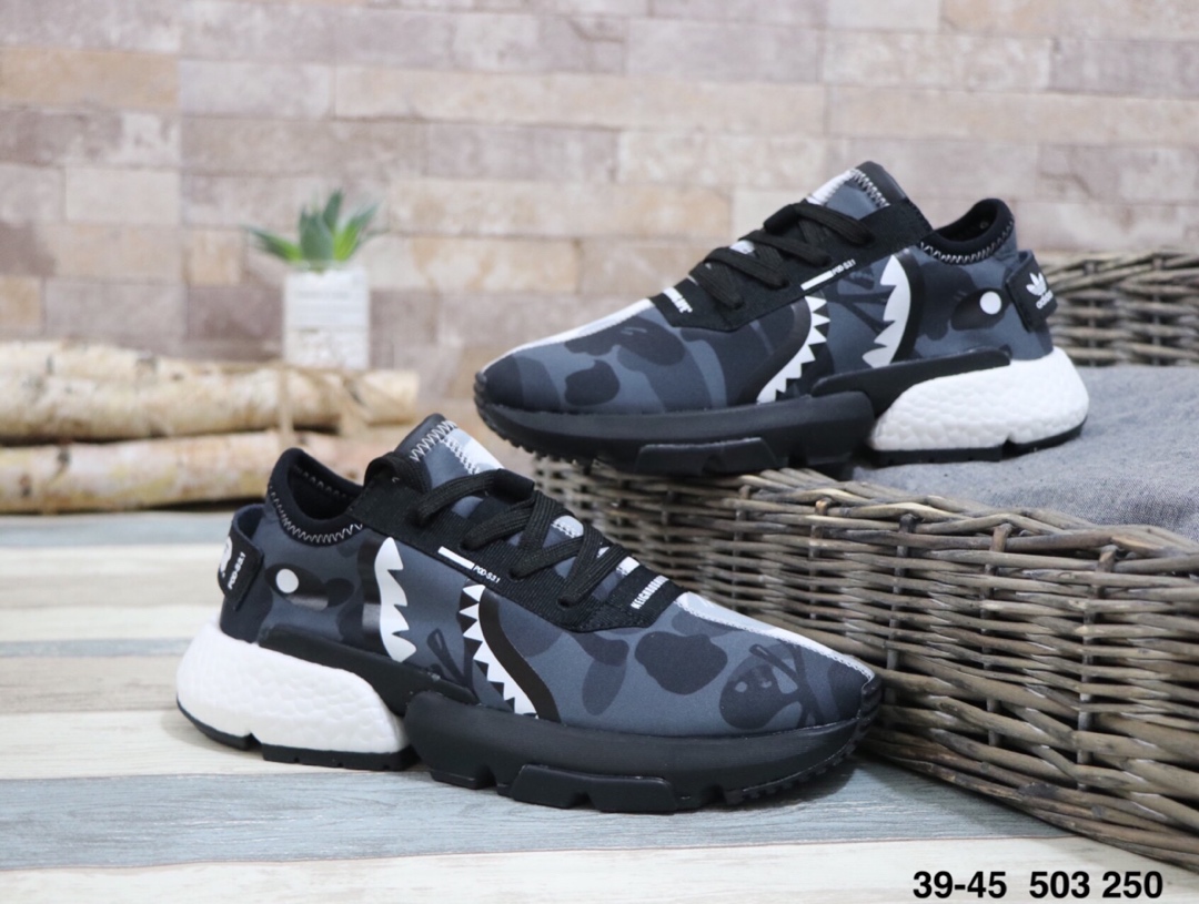 140阿迪达斯 Adidas P.O.D SYSTEM 鲨鱼网面 舒适慢跑鞋