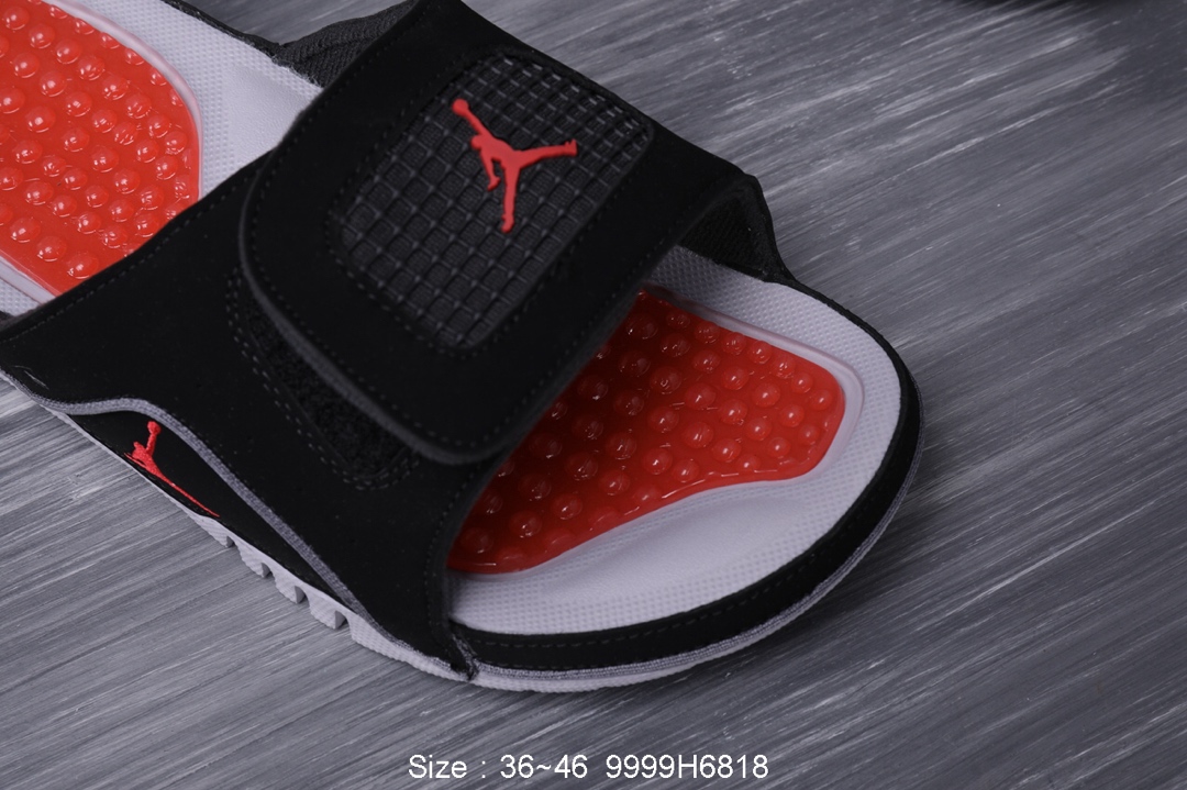 100乔丹/Air Jordan乔丹4代系列拖鞋 乔丹拖鞋 AJ拖鞋 AIR JORDAN HYDRO IV   乔4黑红拖鞋