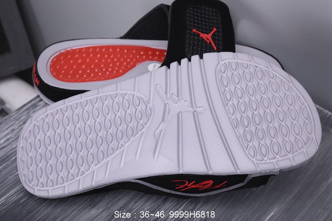 100乔丹/Air Jordan乔丹4代系列拖鞋 乔丹拖鞋 AJ拖鞋 AIR JORDAN HYDRO IV   乔4黑红拖鞋