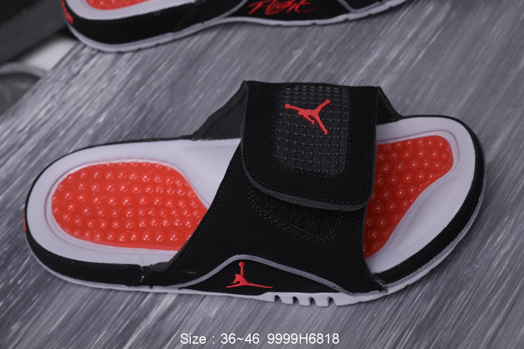100乔丹/Air Jordan乔丹4代系列拖鞋 乔丹拖鞋 AJ拖鞋 AIR JORDAN HYDRO IV   乔4黑红拖鞋