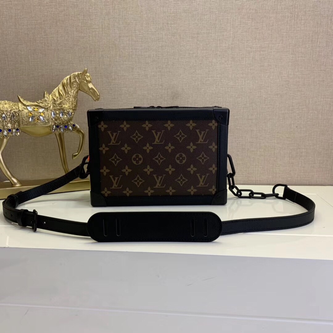 Louis Vuitton LV Soft Trunk Replica
 Handbags Messenger Bags Black Orange Calfskin Canvas Cowhide Fabric Resin M44478