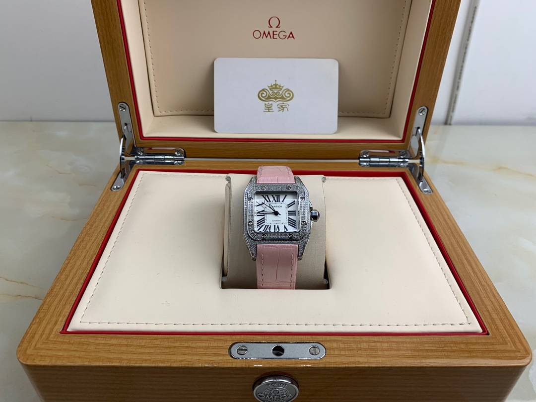 Cartier 皇家 卡地亚山度士女款镶钻腕表