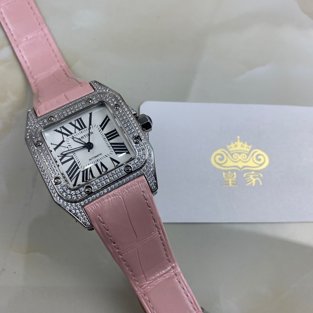 Cartier 皇家 卡地亚山度士女款镶钻腕表
