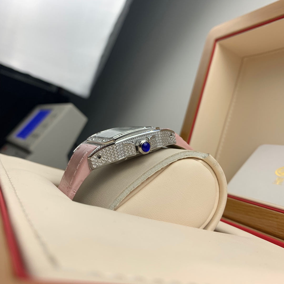 Cartier 皇家 卡地亚山度士女款镶钻腕表