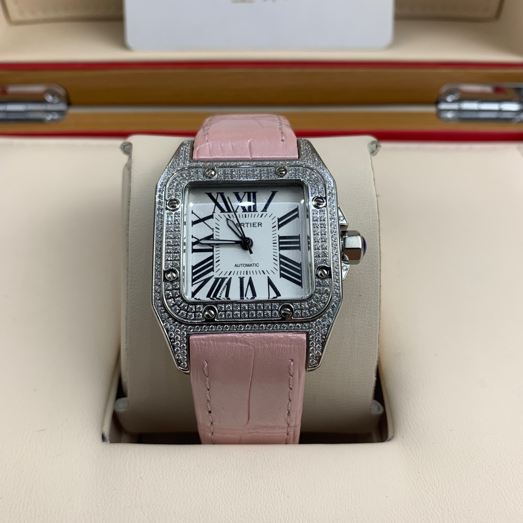 Cartier 皇家 卡地亚山度士女款镶钻腕表