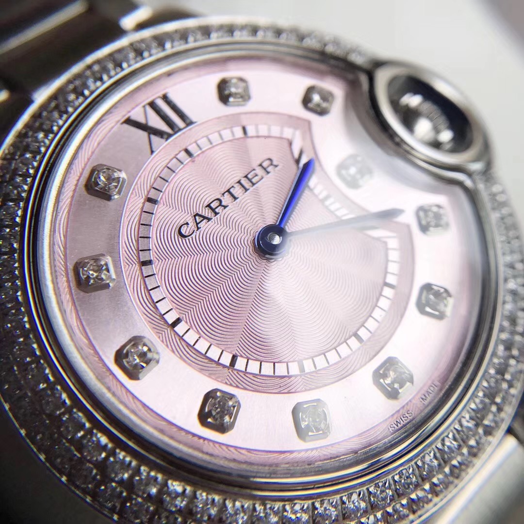 Cartier 卡地亚蓝气球33尺寸镶钻粉色女款腕表