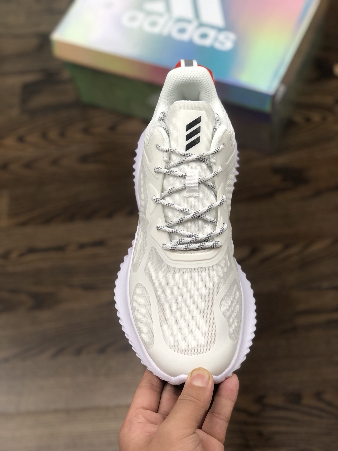 190 渠道原装 专柜指定订单】全新版本更新  新配色上架  Adidas AlphaBounce HPC AMS 3M反光 阿尔法三代 白粉高频 B43617
