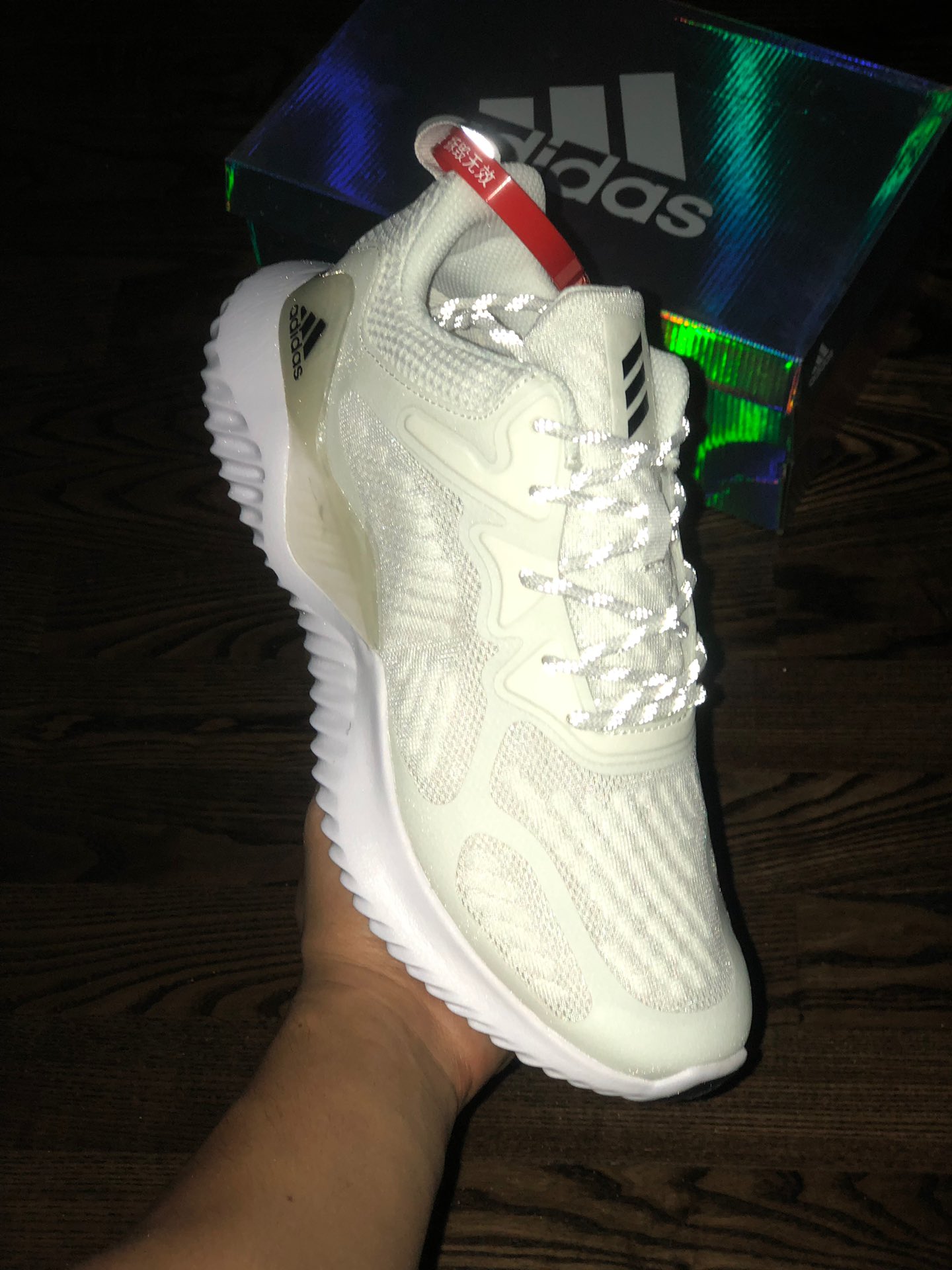 190 渠道原装 专柜指定订单】全新版本更新  新配色上架  Adidas AlphaBounce HPC AMS 3M反光 阿尔法三代 白粉高频 B43617