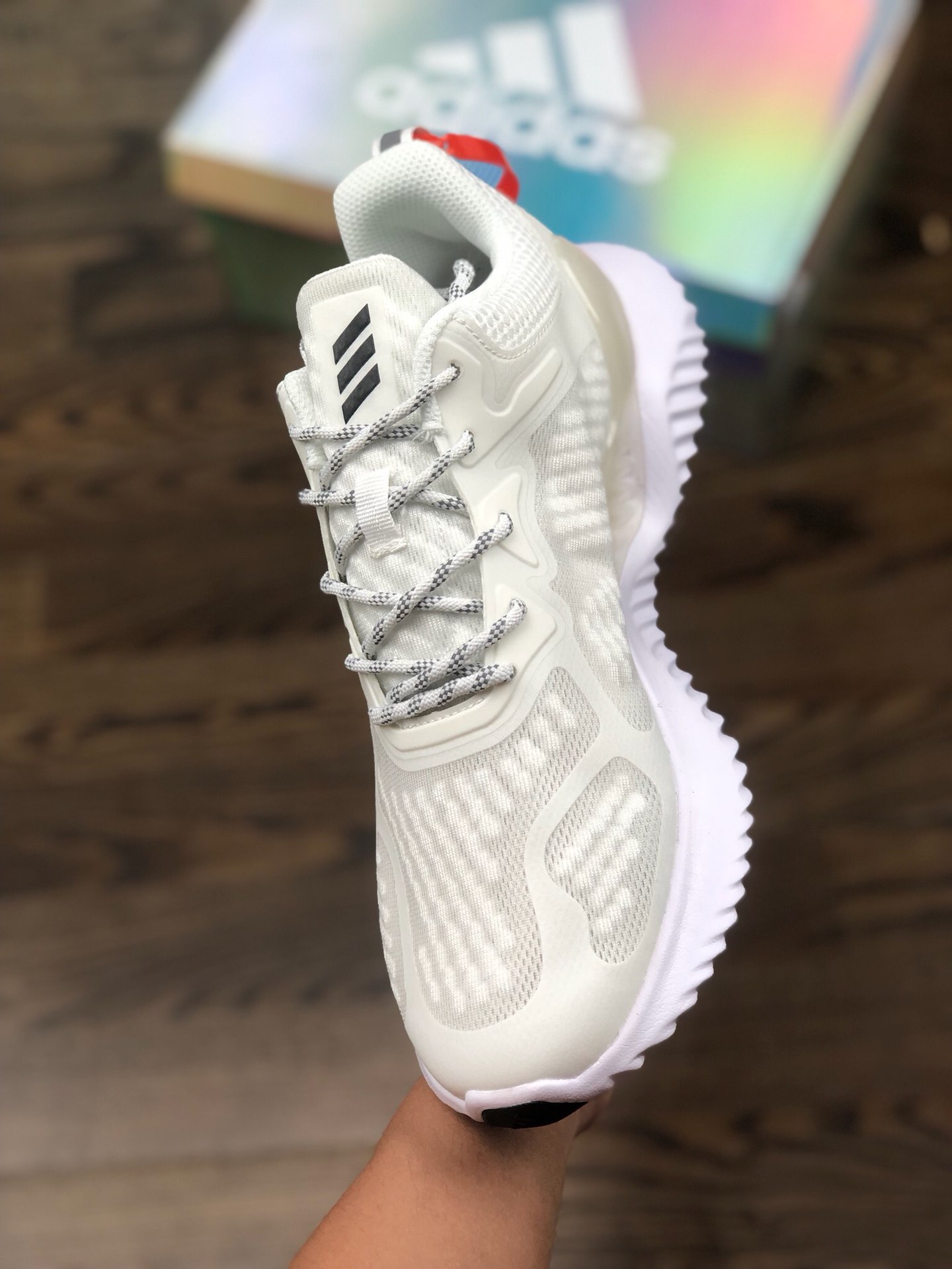190 渠道原装 专柜指定订单】全新版本更新  新配色上架  Adidas AlphaBounce HPC AMS 3M反光 阿尔法三代 白粉高频 B43617