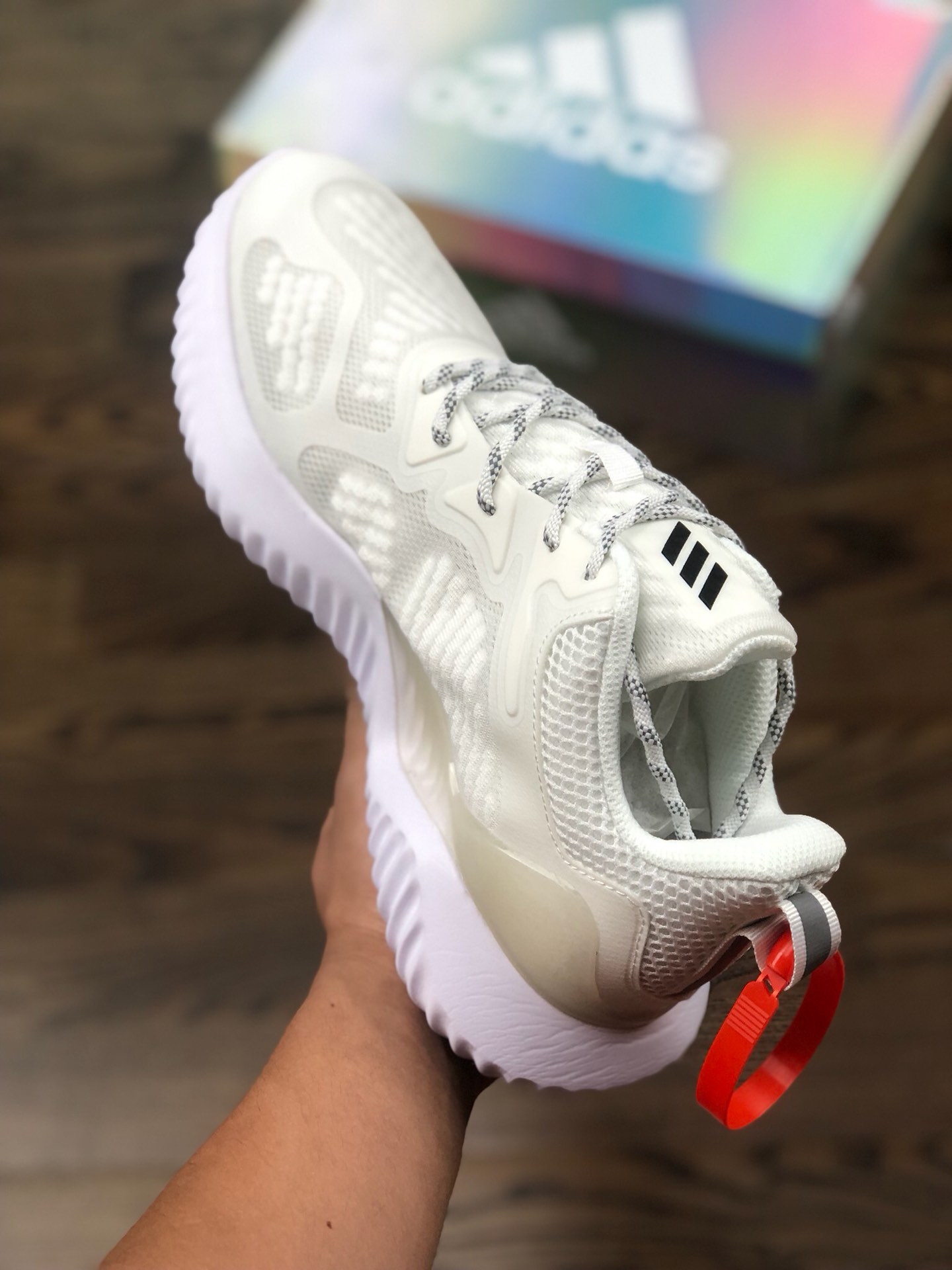 190 渠道原装 专柜指定订单】全新版本更新  新配色上架  Adidas AlphaBounce HPC AMS 3M反光 阿尔法三代 白粉高频 B43617