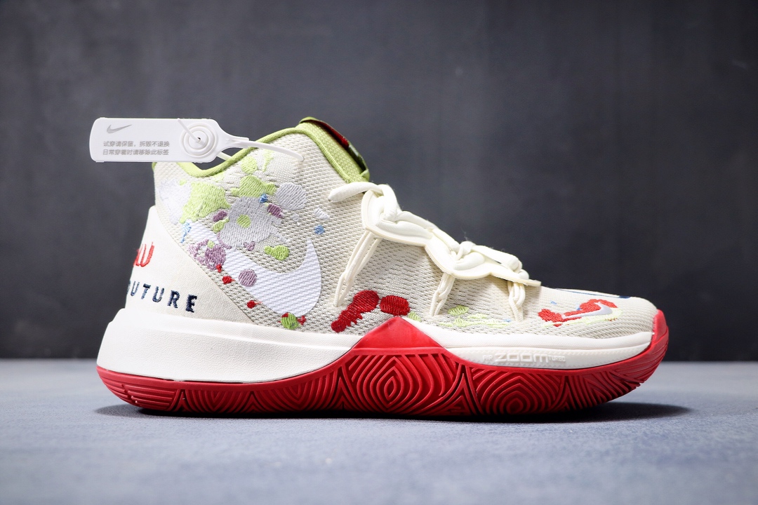 280纯原 耐克 Nike Kyrie 5 EP ”BANDULU”泼墨涂鸦 奶油 欧文5代 原厂材料 原盒配置 唯一内置真Zoom Turbo气垫
