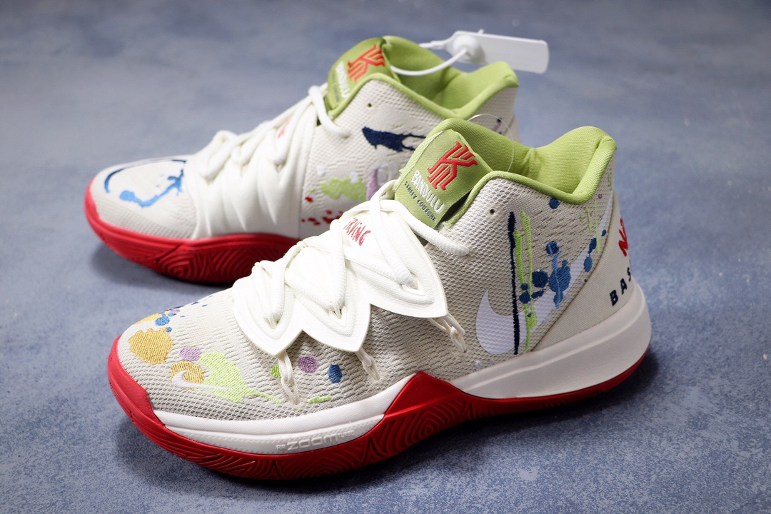280纯原 耐克 Nike Kyrie 5 EP ”BANDULU”泼墨涂鸦 奶油 欧文5代 原厂材料 原盒配置 唯一内置真Zoom Turbo气垫