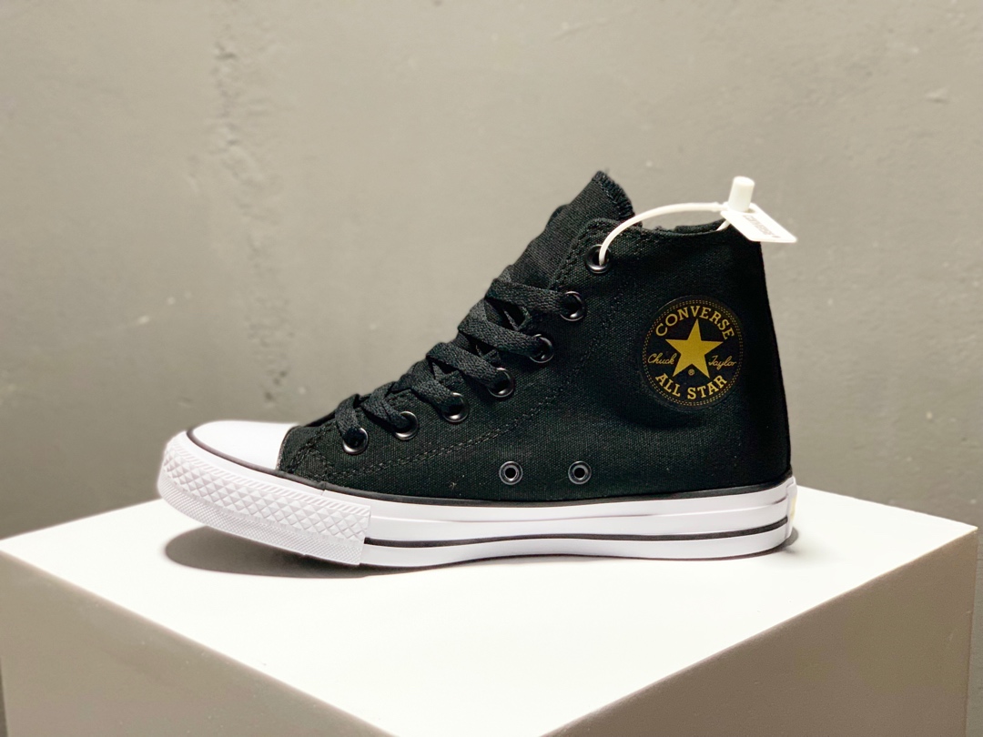 160日本匡威100周年纪念款Converse ALL STAR GOLDZIP HI 限定白金/黑金高帮拉链帆布鞋