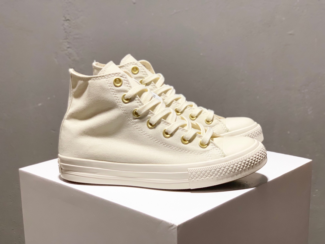 150Converse All Star  米白金标高邦帆布鞋