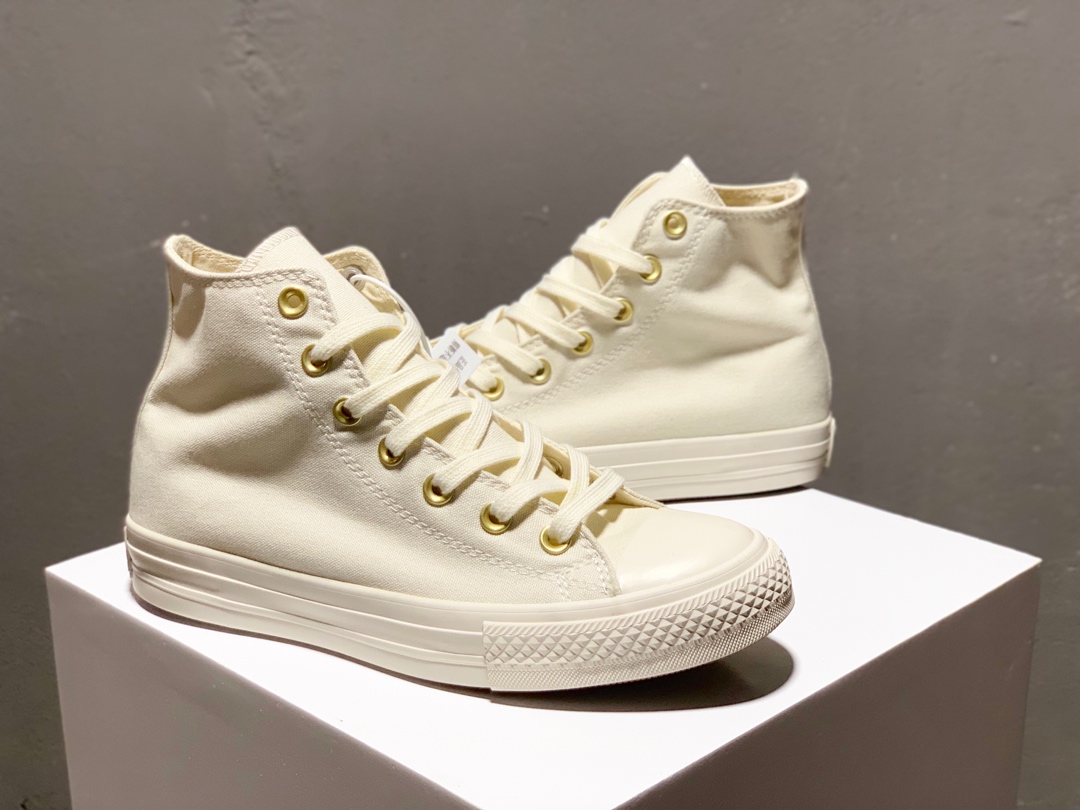 150Converse All Star  米白金标高邦帆布鞋