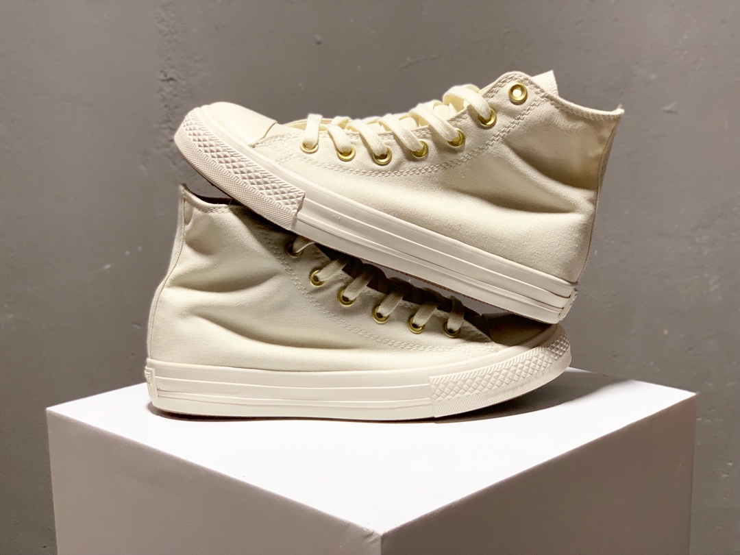 150Converse All Star  米白金标高邦帆布鞋